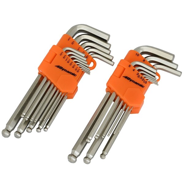 22Pcs SAE & Metric Ball End Long Hex Key Set, 3/64"-3/8" & 1.5mm-10mm